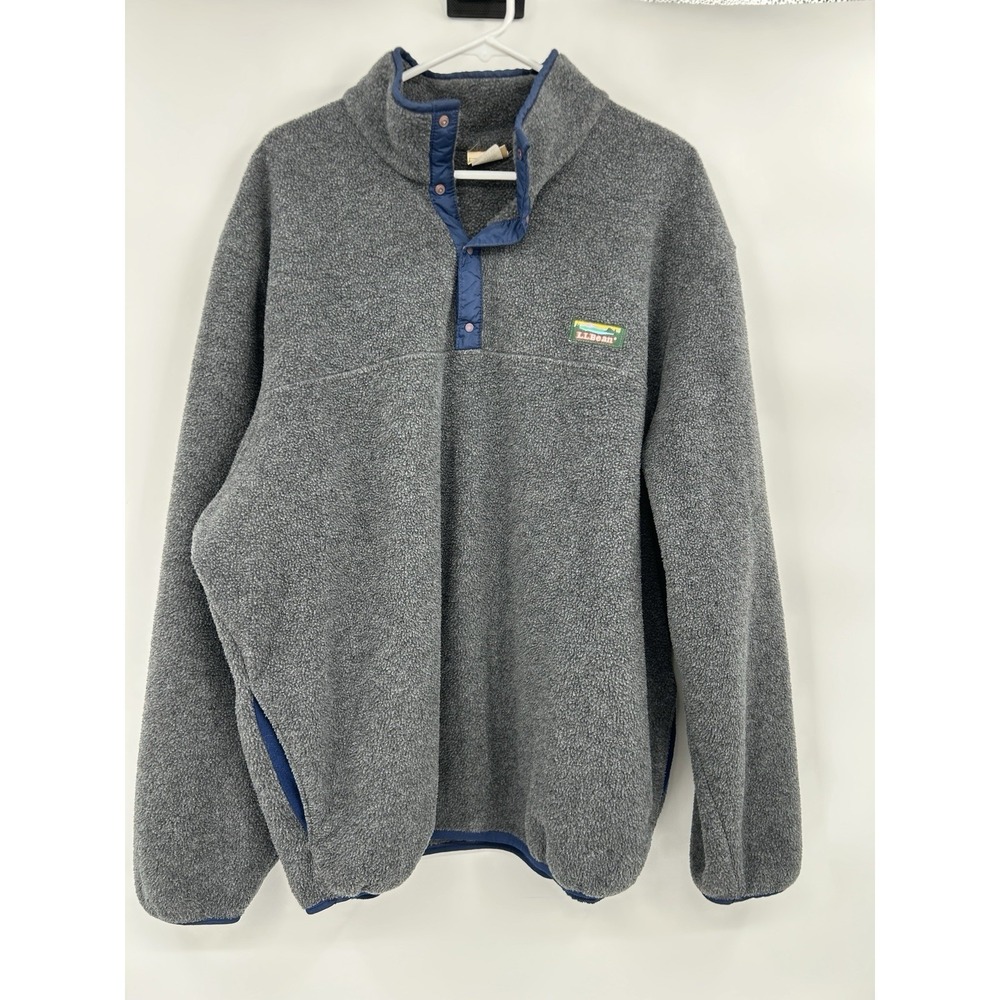 Vintage L.L. Bean Mens Fleece Pullover Size XL Tall 1/4 Snap Gray Gorpcore 90s